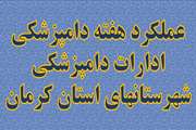 عملکرد هفته دامپزشکی ادارات دامپزشکی شهرستانهای استان کرمان