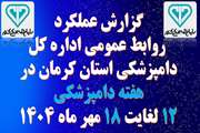  فتوکلیپ :گزارش عملکرد  روابط عمومی اداره کل دامپزشکی استان کرمان در هفته دامپزشکی 12 لغایت 18 مهر ماه 1404